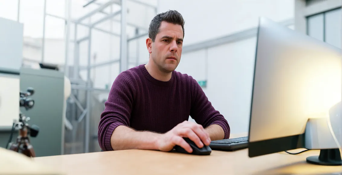 Hombre trabajando en computador